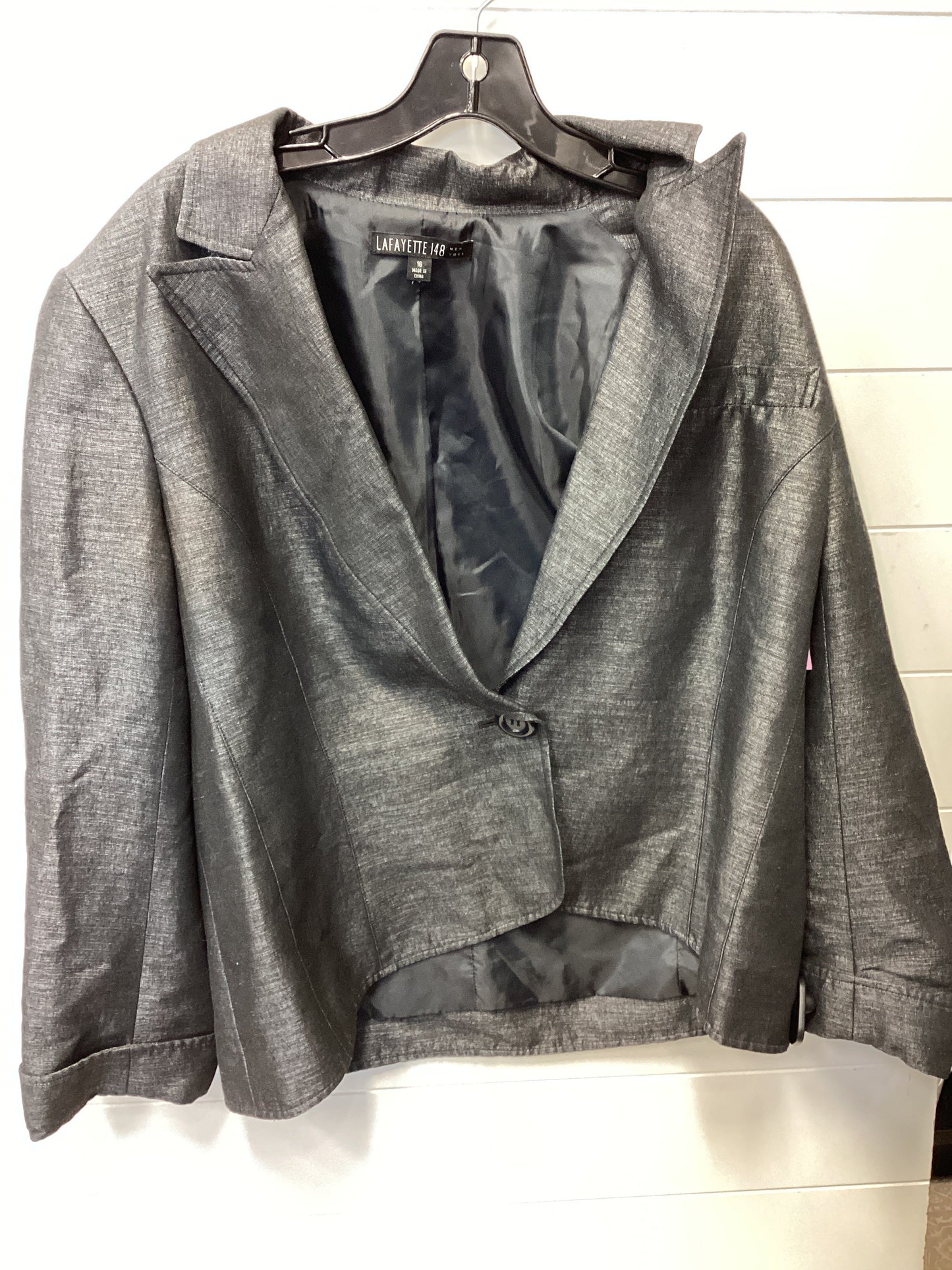Blazer Designer By Lafayette 148 In Grey, Size:16