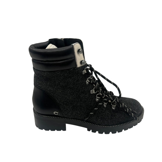 Boots Designer By Coach In Grey, Size:7.5