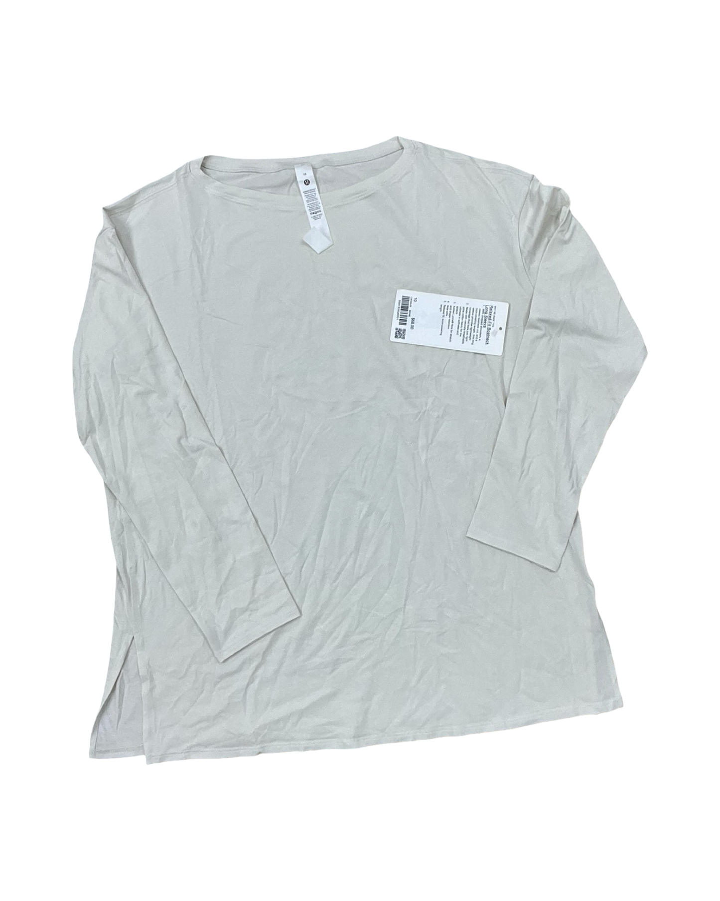 Athletic Top Ls Crewneck By Lululemon In Cream, Size:M