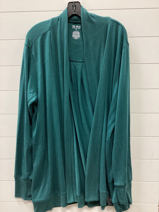 Cardigan By Tek Gear In Green, Size:1X