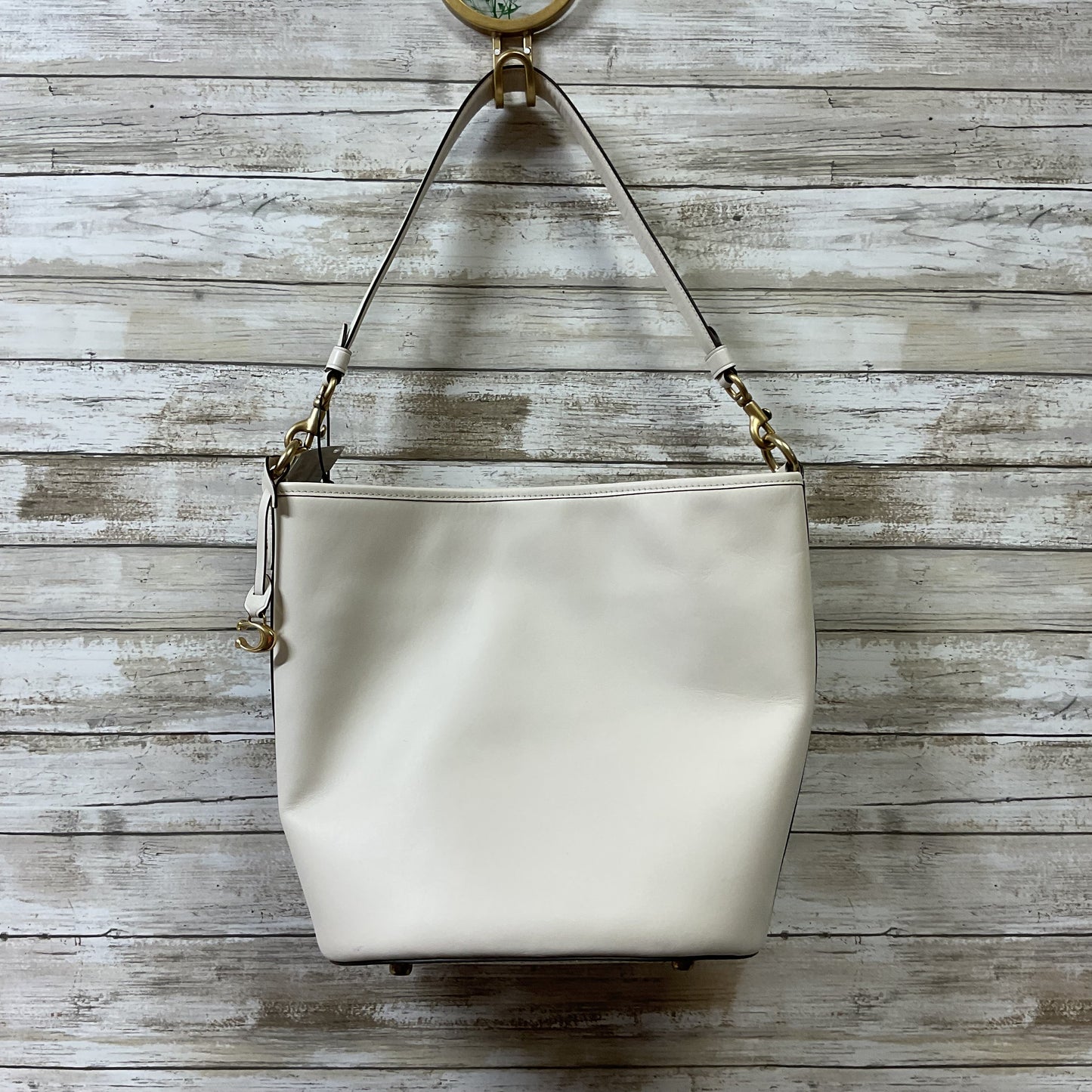 Handbag Designer By Coach In Cream, Size:Medium