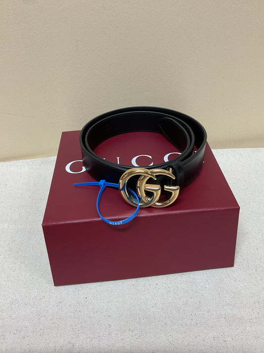Belt Luxury Designer By Gucci In Black & Gold