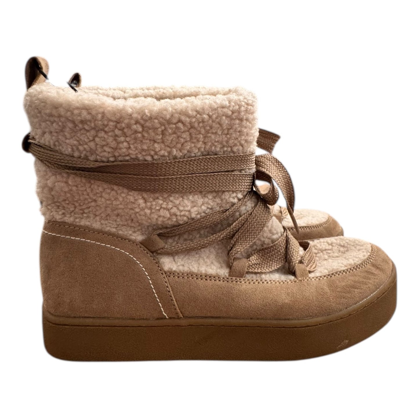 Boots Ankle Flats By Universal Thread In Cream & Tan, Size:7.5