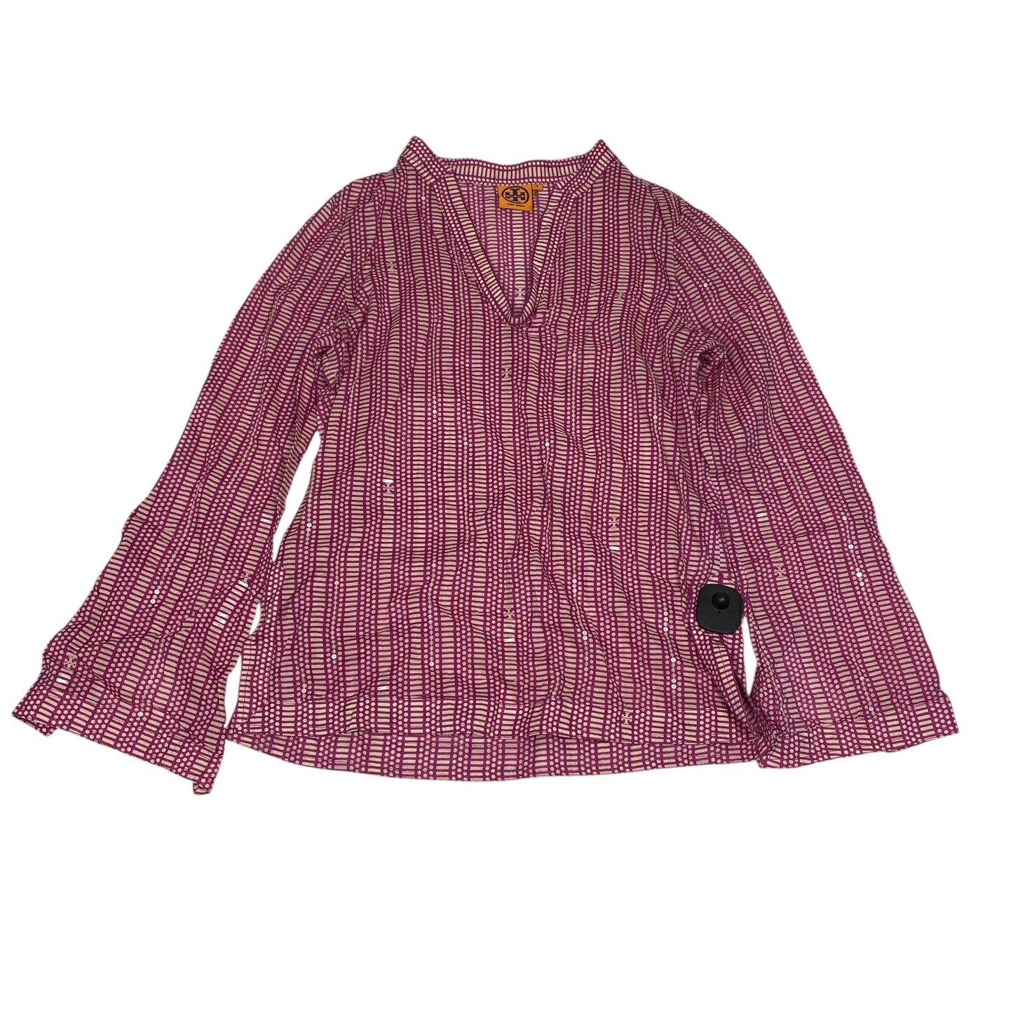 Top Ls Designer By Tory Burch In Cream & Pink, Size:M