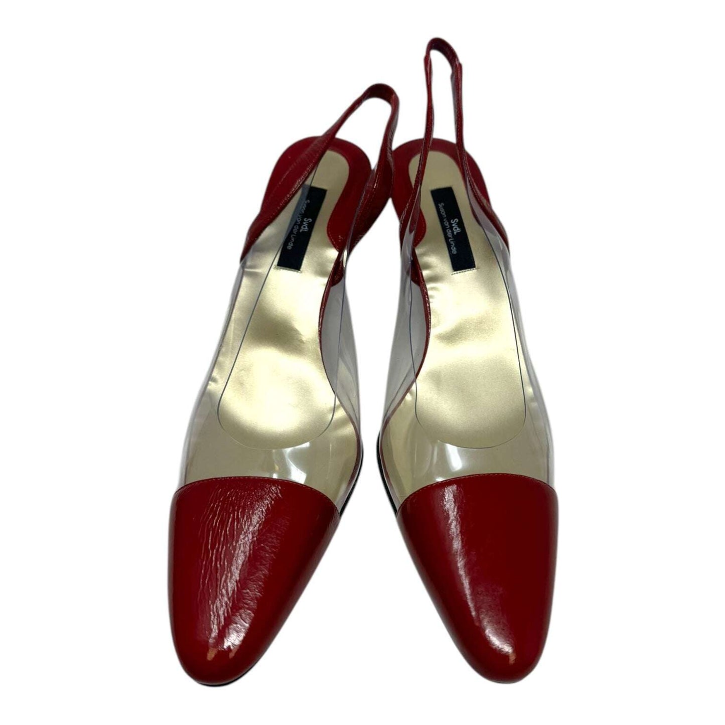 Agata Patent Cap Toe Slingback Shoes Heels Kitten By Susan van der Linde In Rose Gold, Size: 8.5