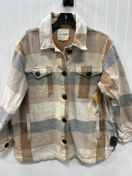Jacket Fleece By Lucky Brand In Brown & Tan, Size:M