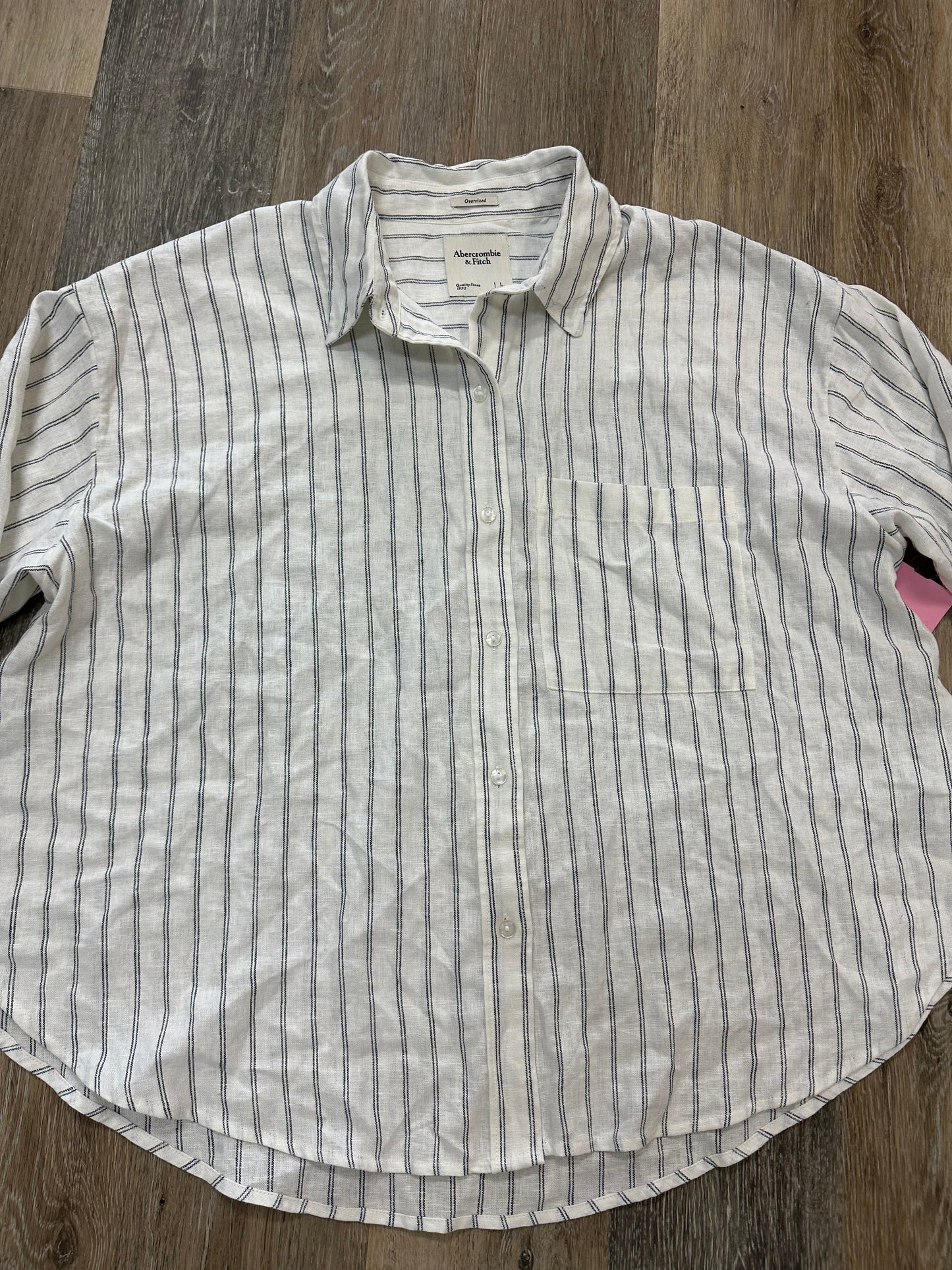 Blouse Long Sleeve By Abercrombie And Fitch In Striped Pattern, Size: L