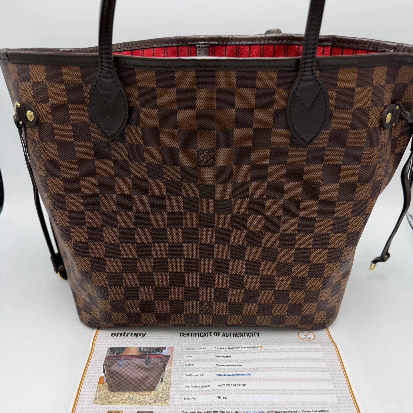 Louis Vuitton Neverfull MM Damier Ebene + Pouchette Luxury Handbag