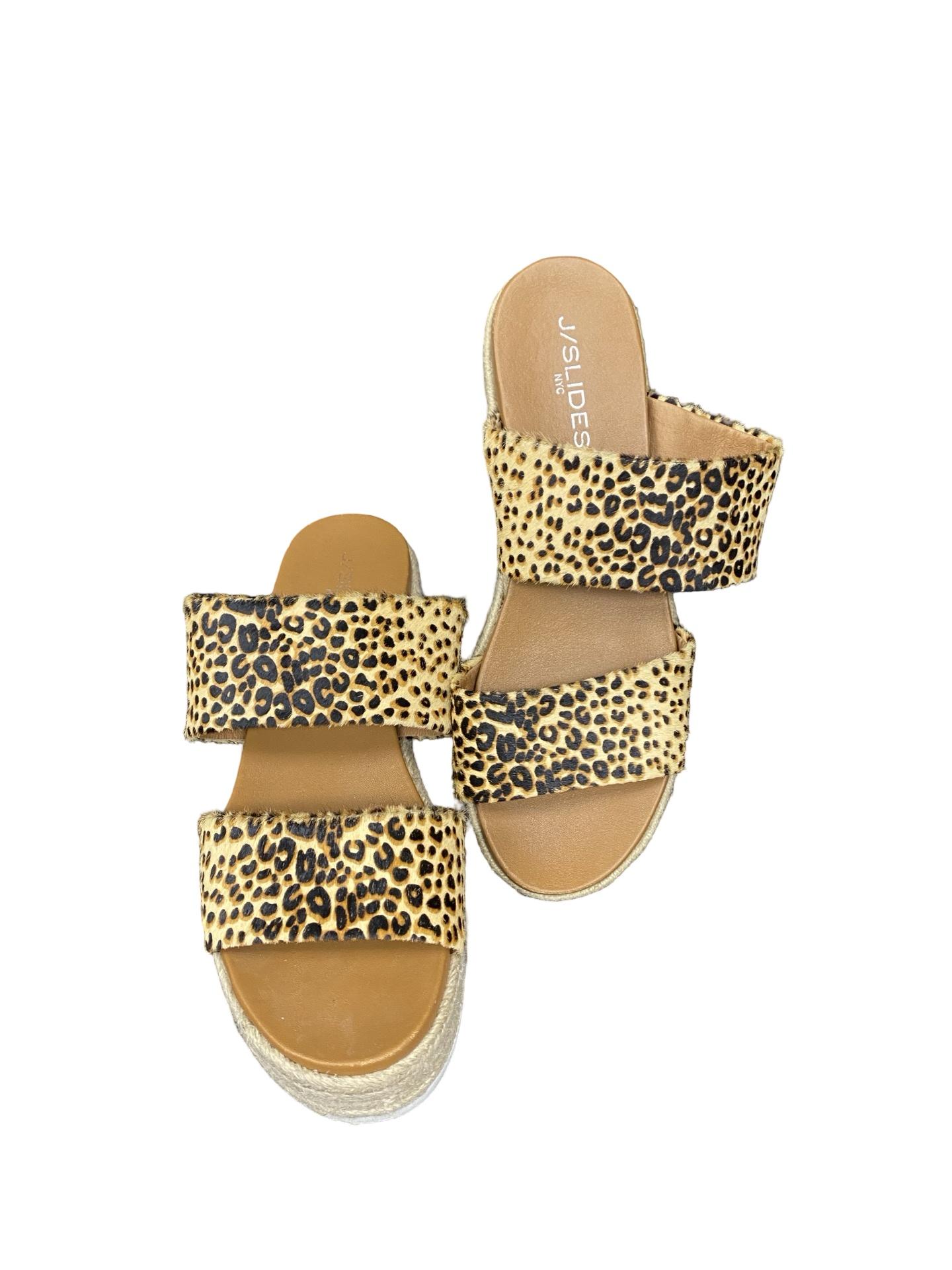 Sandals Heels Platform By J Slides In Animal Print, Size:8.5