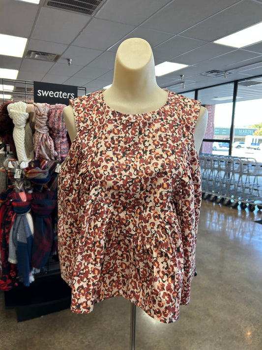 Top Sleeveless By Clothes Mentor In Red & Tan, Size:L