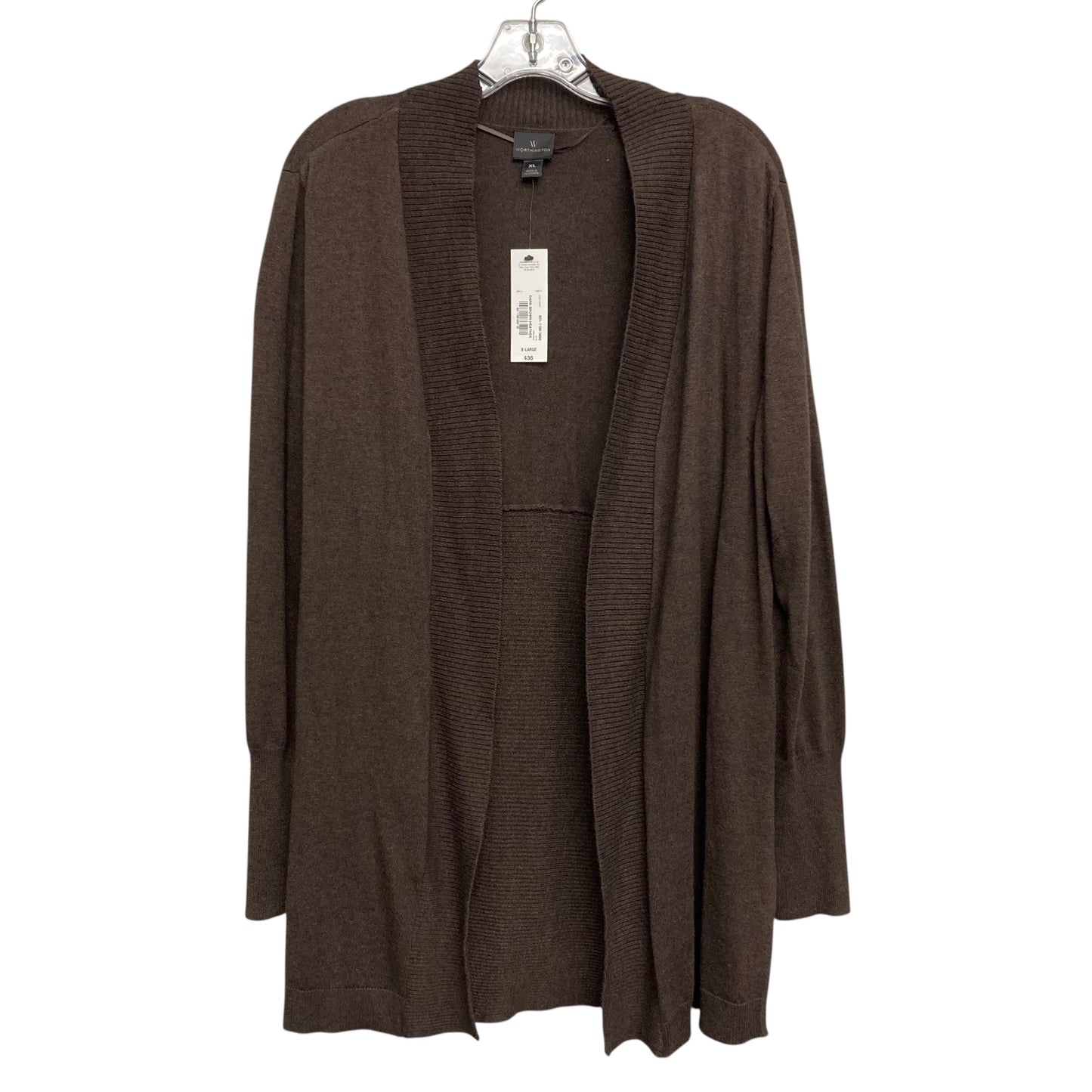 Sweater Cardigan By Worthington In Brown, Size:Xl