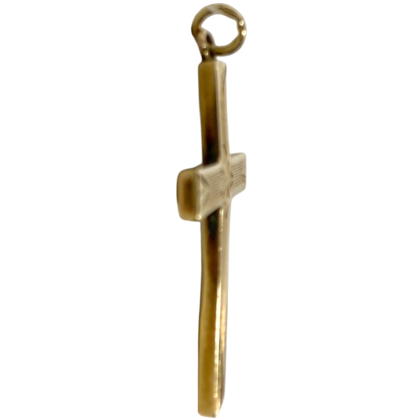 Vintage 10k Yellow Gold Engraved Cross Pendant By Esemco