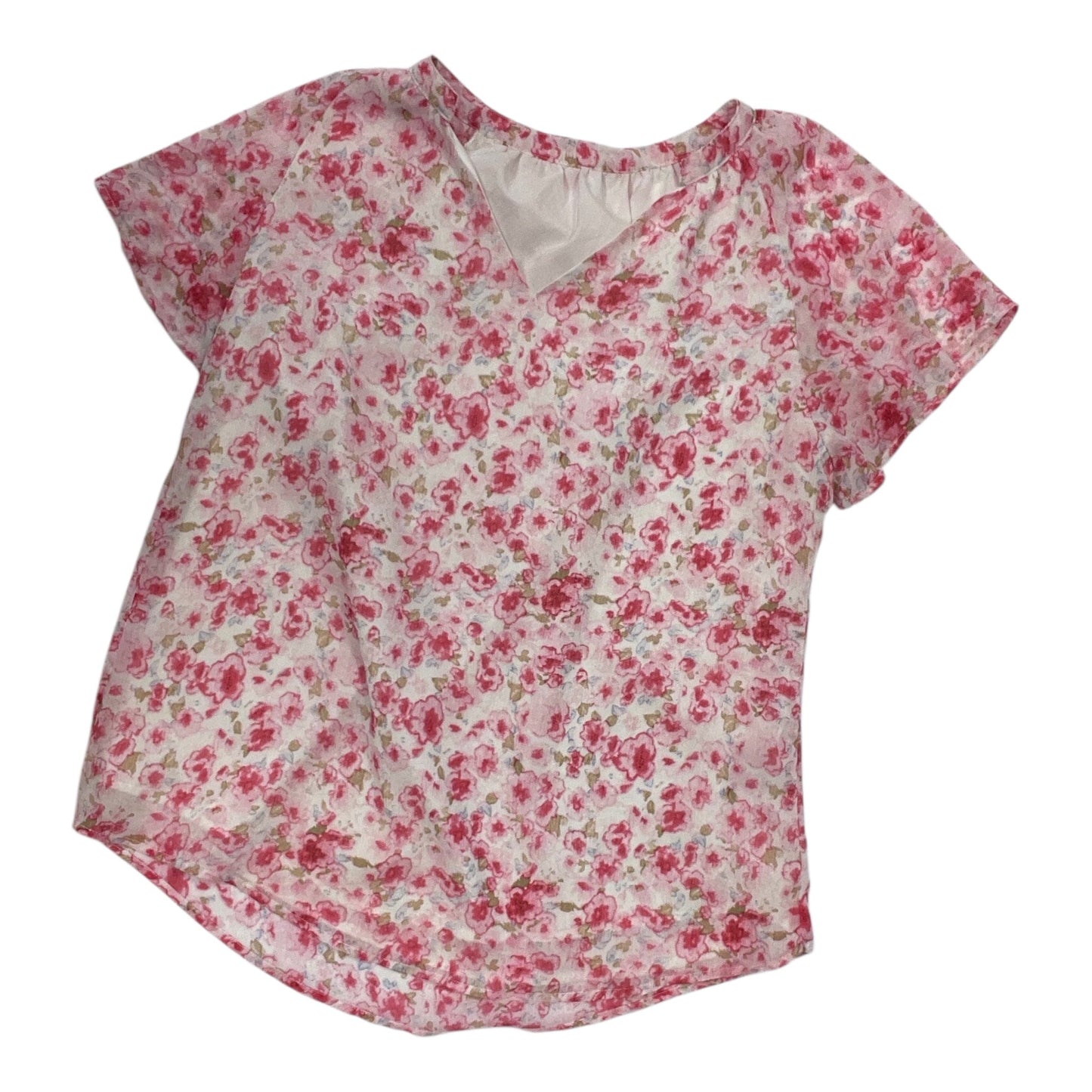 Top Ss By Clothes Mentor In Pink & White, Size:L