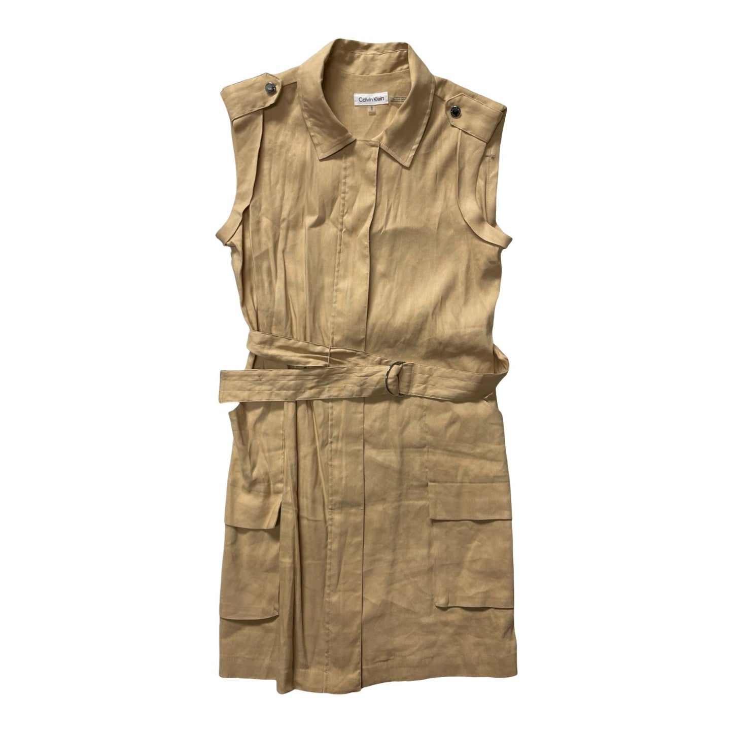 Dress Casual Midi By Calvin Klein In Tan, Size:M