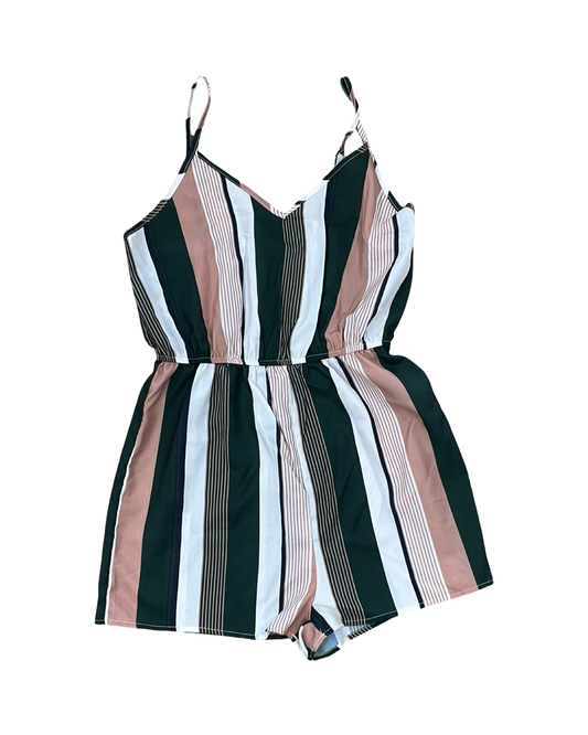 Romper By Shein In Green & Tan, Size:M