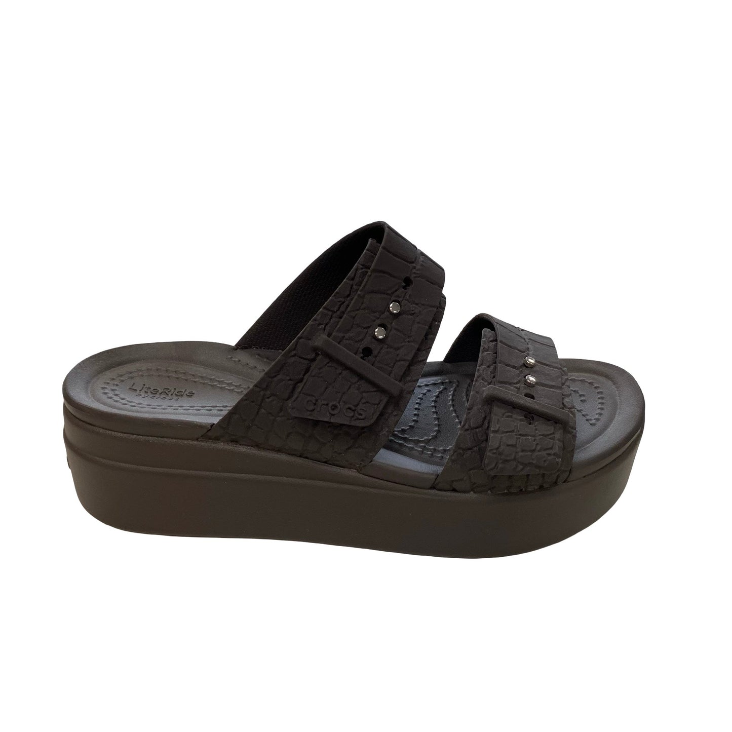 Sandals Heels Block By Crocs In Brown, Size:6
