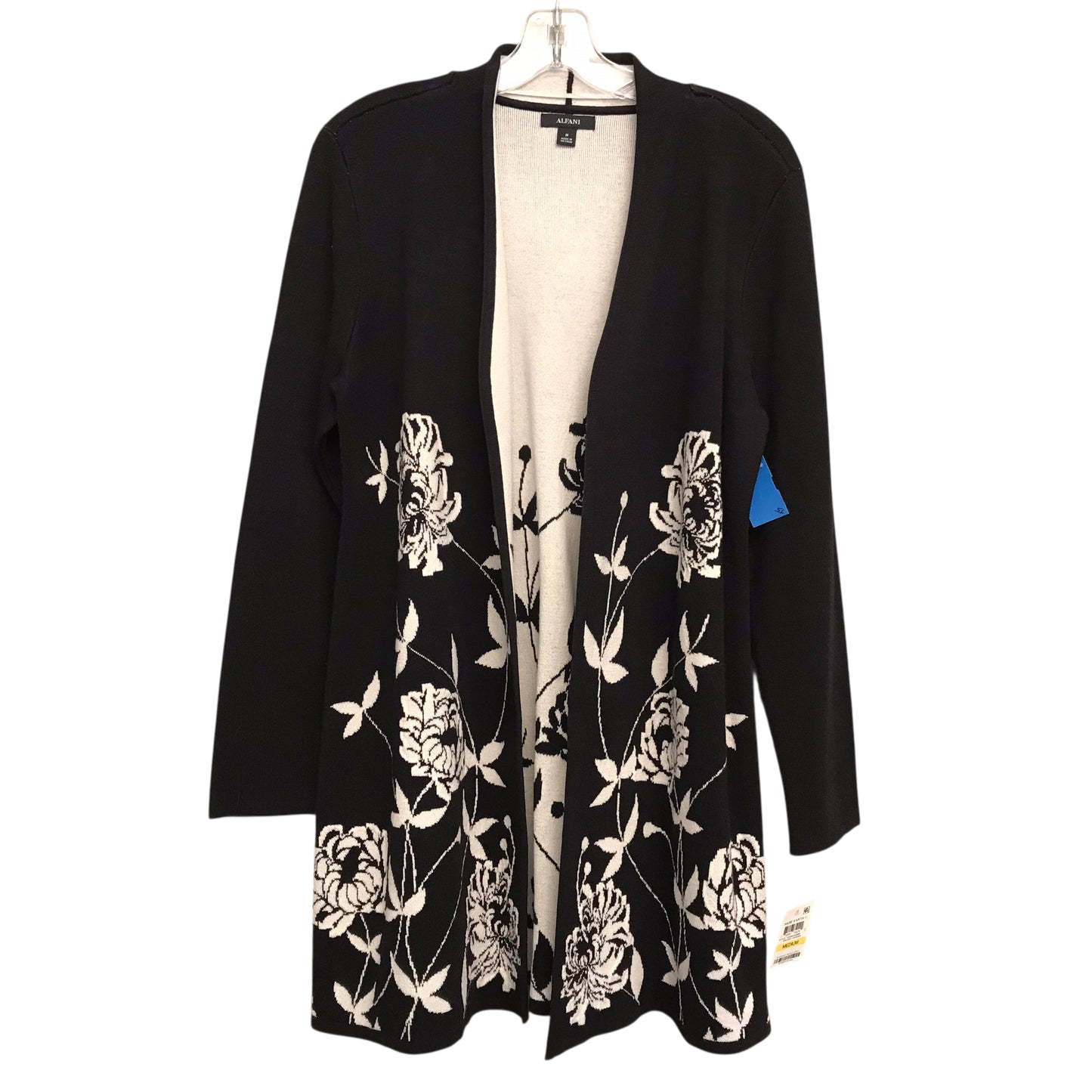 Sweater Cardigan By Alfani In Black & White, Size:M