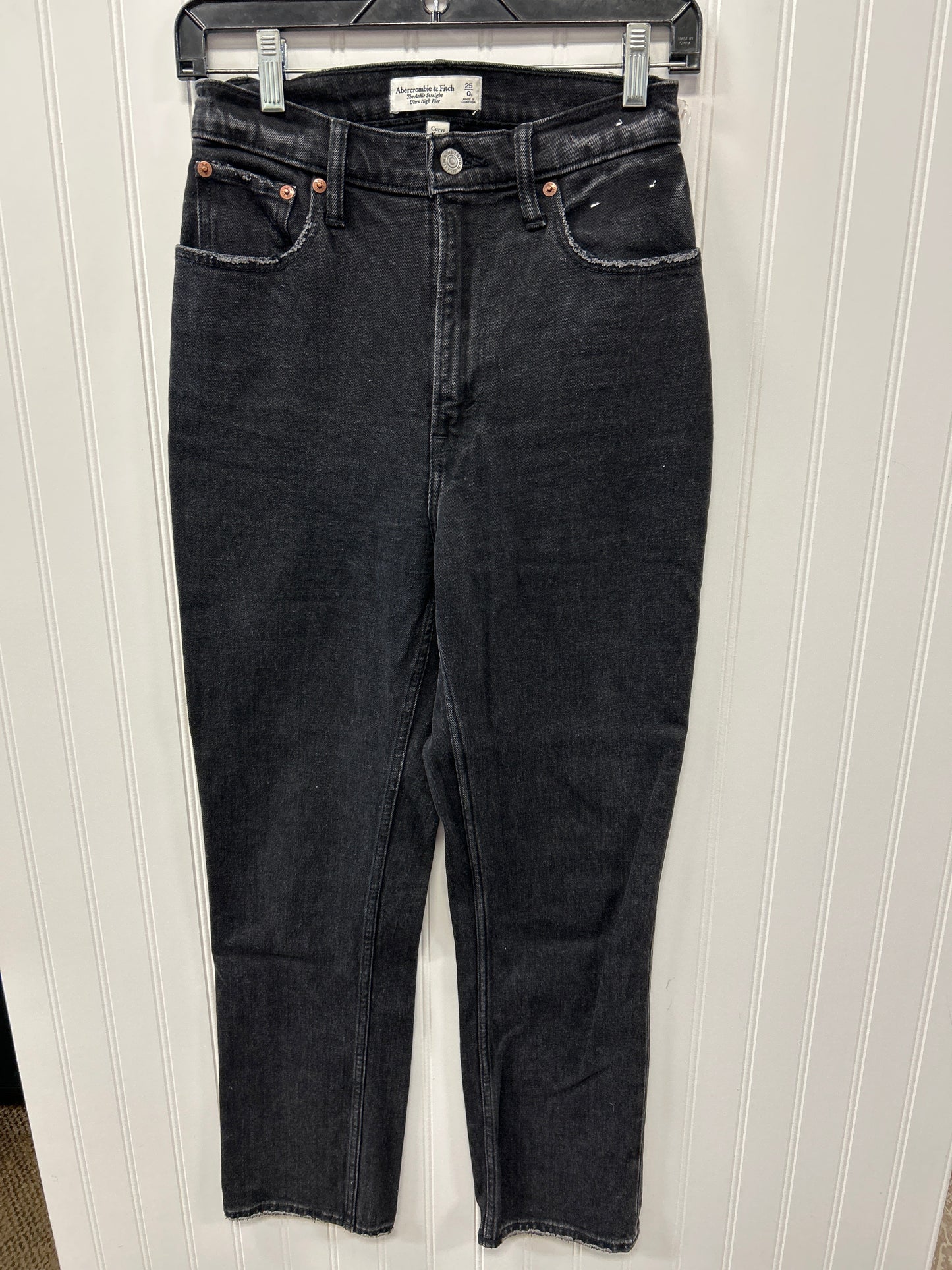 Jeans Straight By Abercrombie And Fitch In Black Denim, Size:0