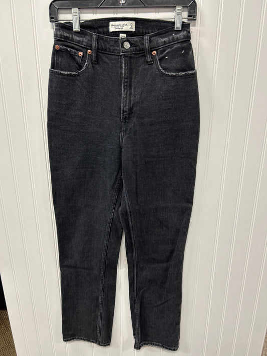 Jeans Straight By Abercrombie And Fitch In Black Denim, Size:0
