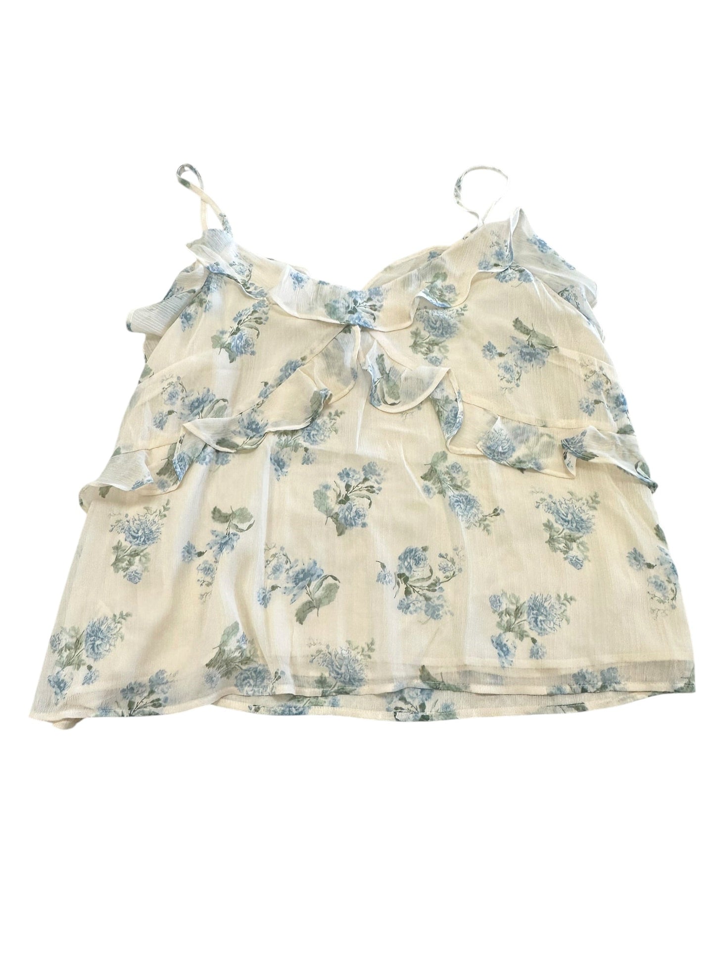 Top Sleeveless By Loft In Blue & Cream, Size:L
