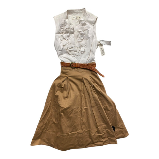 Dress Casual Midi By Eliza J In Brown & White, Size:4