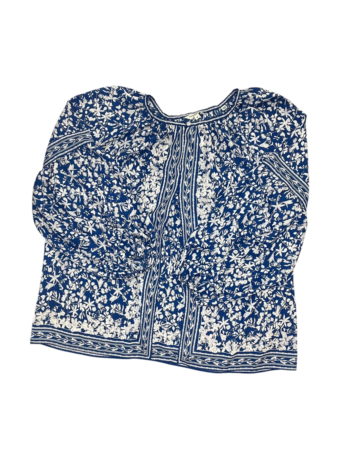 Blouse Ls By Max Studio In Blue, Size:1X