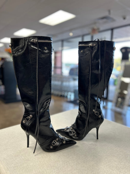 Boots Knee Heels By Clothes Mentor In Black, Size:10