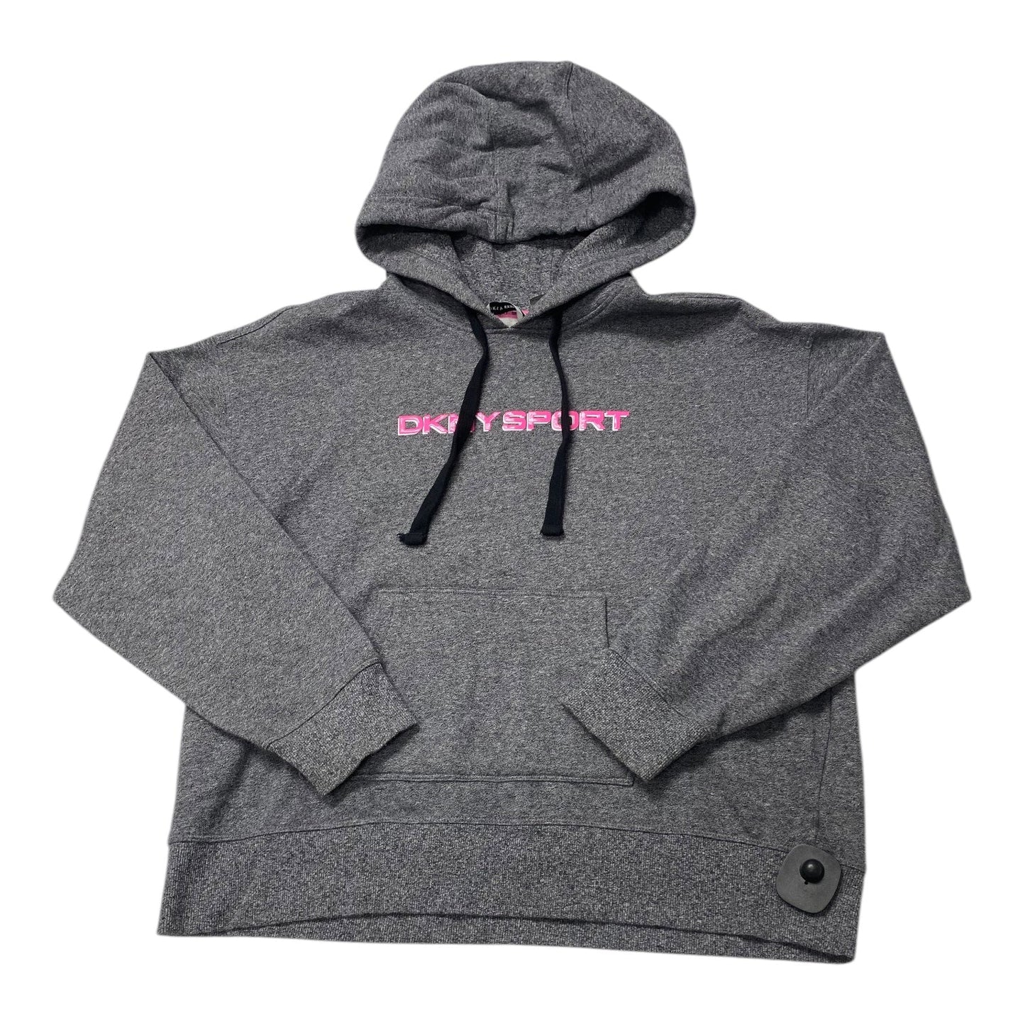 Athletic Sweatshirt Hoodie By Dkny In Grey & Pink, Size:M