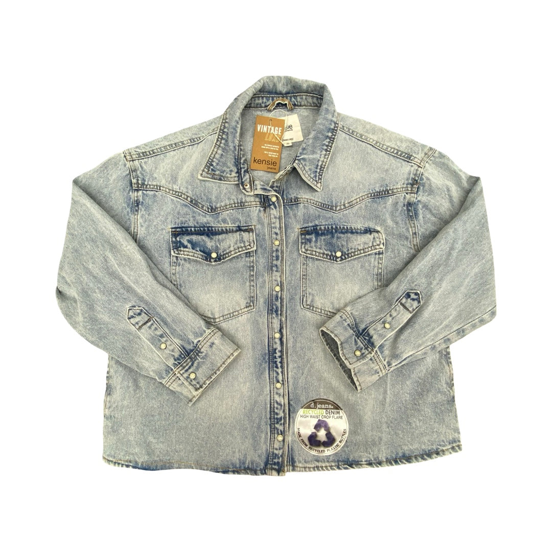 Jacket Denim By Kensie In Blue Denim, Size:M