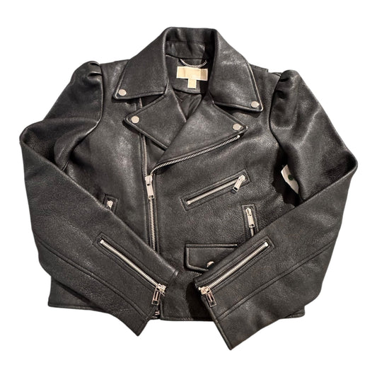Moto Biker Leather Jacket By Michael By Michael Kors In Black, Size:M