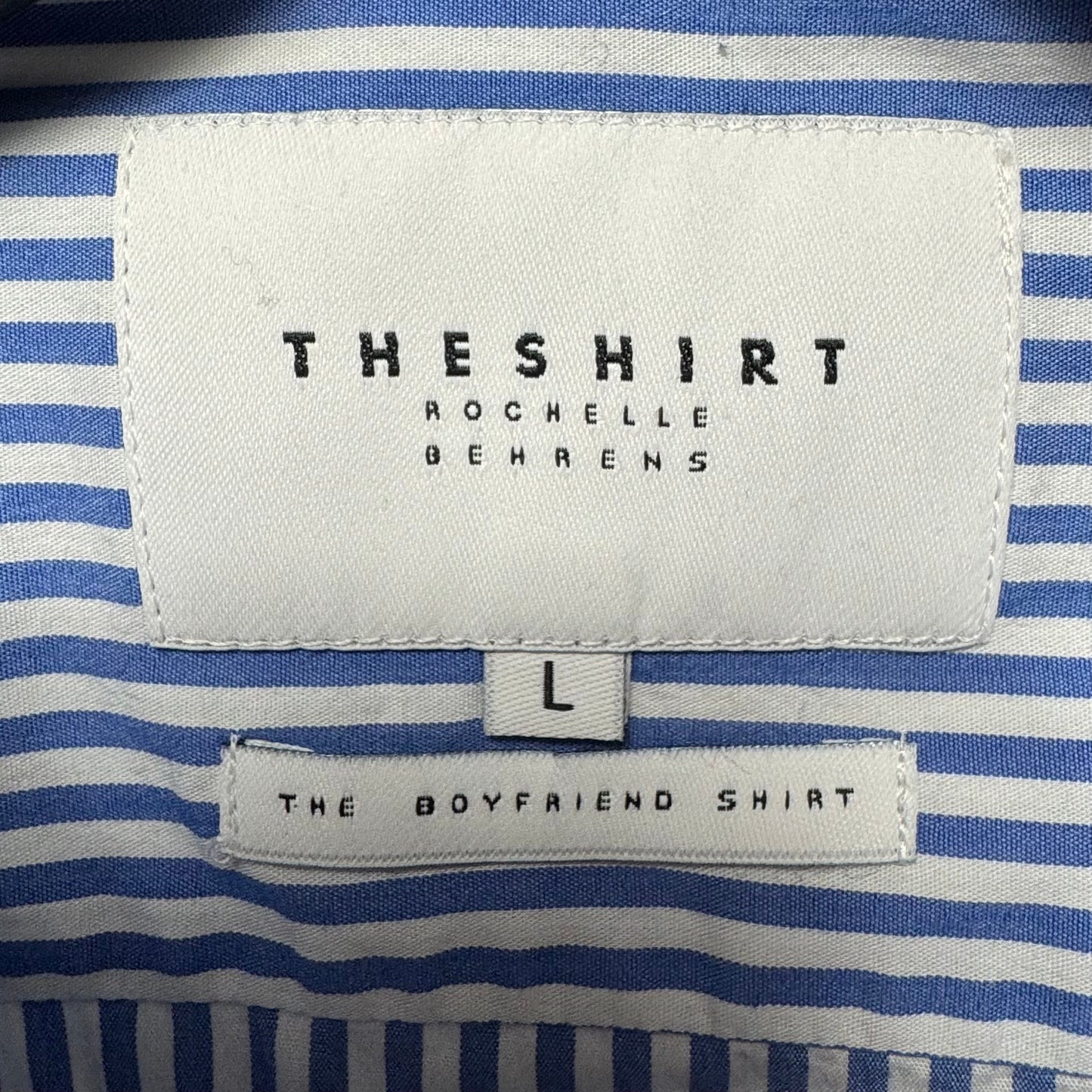 The Boyfriend Shirt By The Shirt Rochelle Behrens In Striped Pattern, Size: L