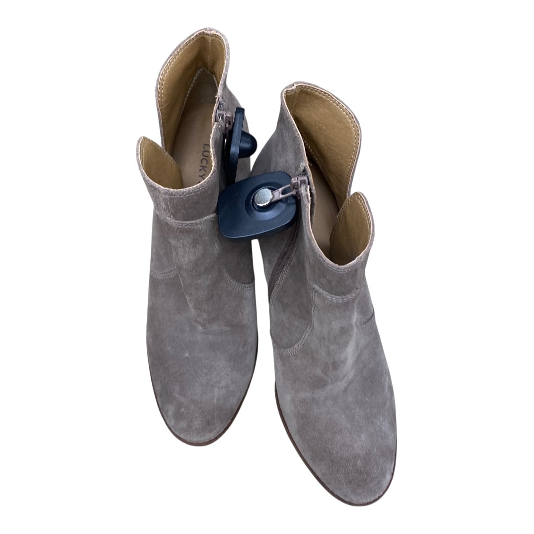 Boots Ankle Heels By Lucky Brand In Taupe, Size:10