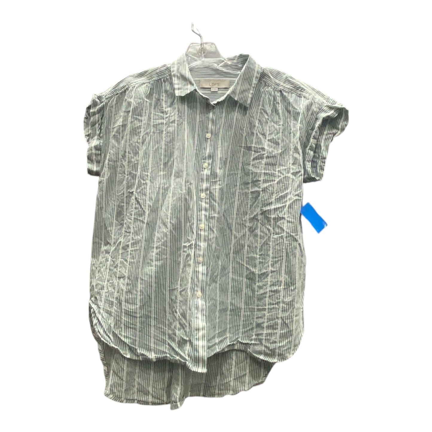 Blouse Sleeveless By Loft In Green & White, Size:M