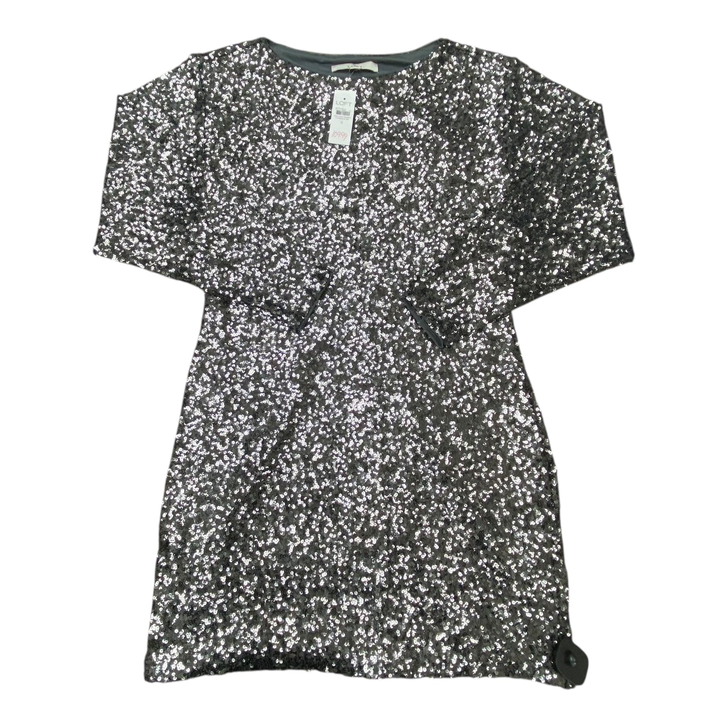 Dress Party Midi By Loft In Grey & Silver, Size:6