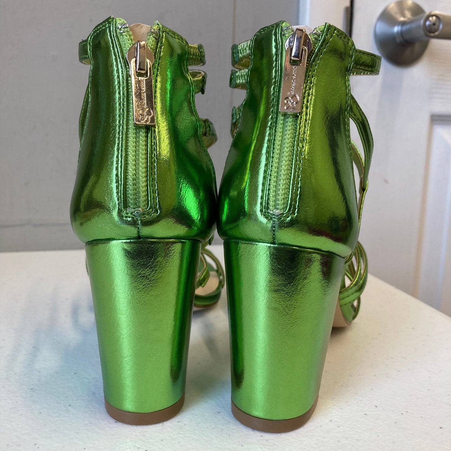 Sandals Heels Block By Jessica Simpson In Green, Size:7.5
