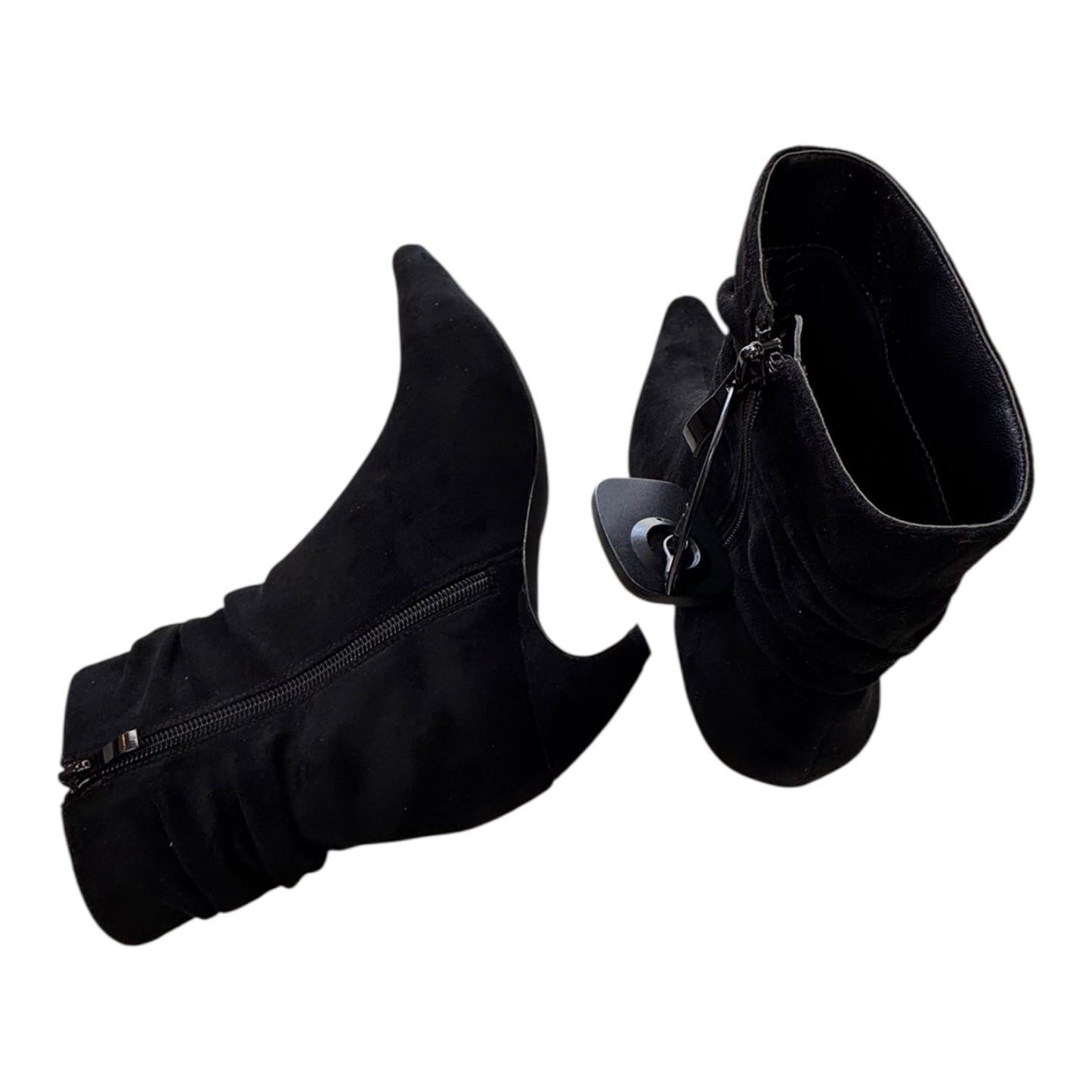 Boots Ankle Heels By Msonlydn In Black Suede, Size:6