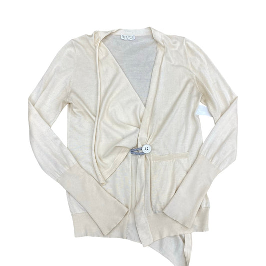 Sweater Cashmere Cardigan Designer By Brunello Cucinelli In Yellow, Size:S
