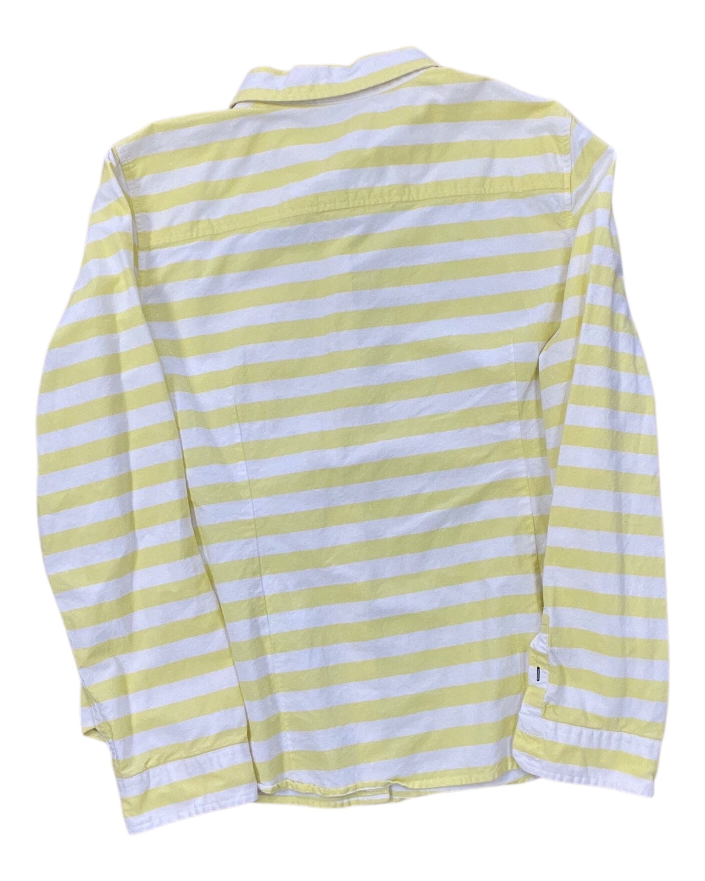 Blouse Ls By Stylus In White & Yellow, Size:Xl