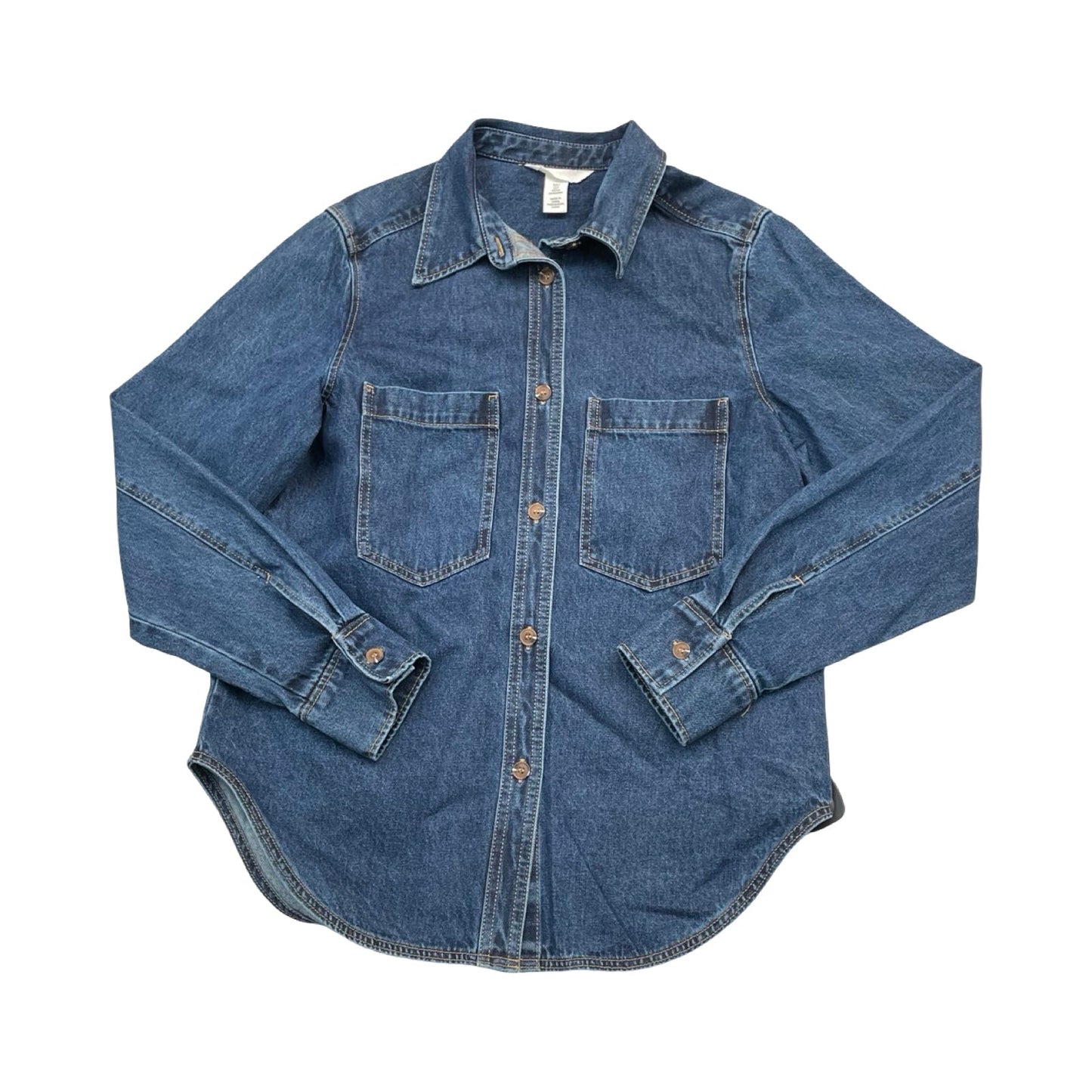 Jacket Shirt By H&M In Blue Denim, Size:S