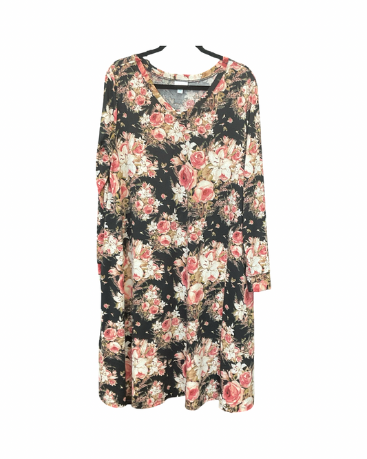 Dress Casual Midi By Lularoe In Floral Print, Size:2X