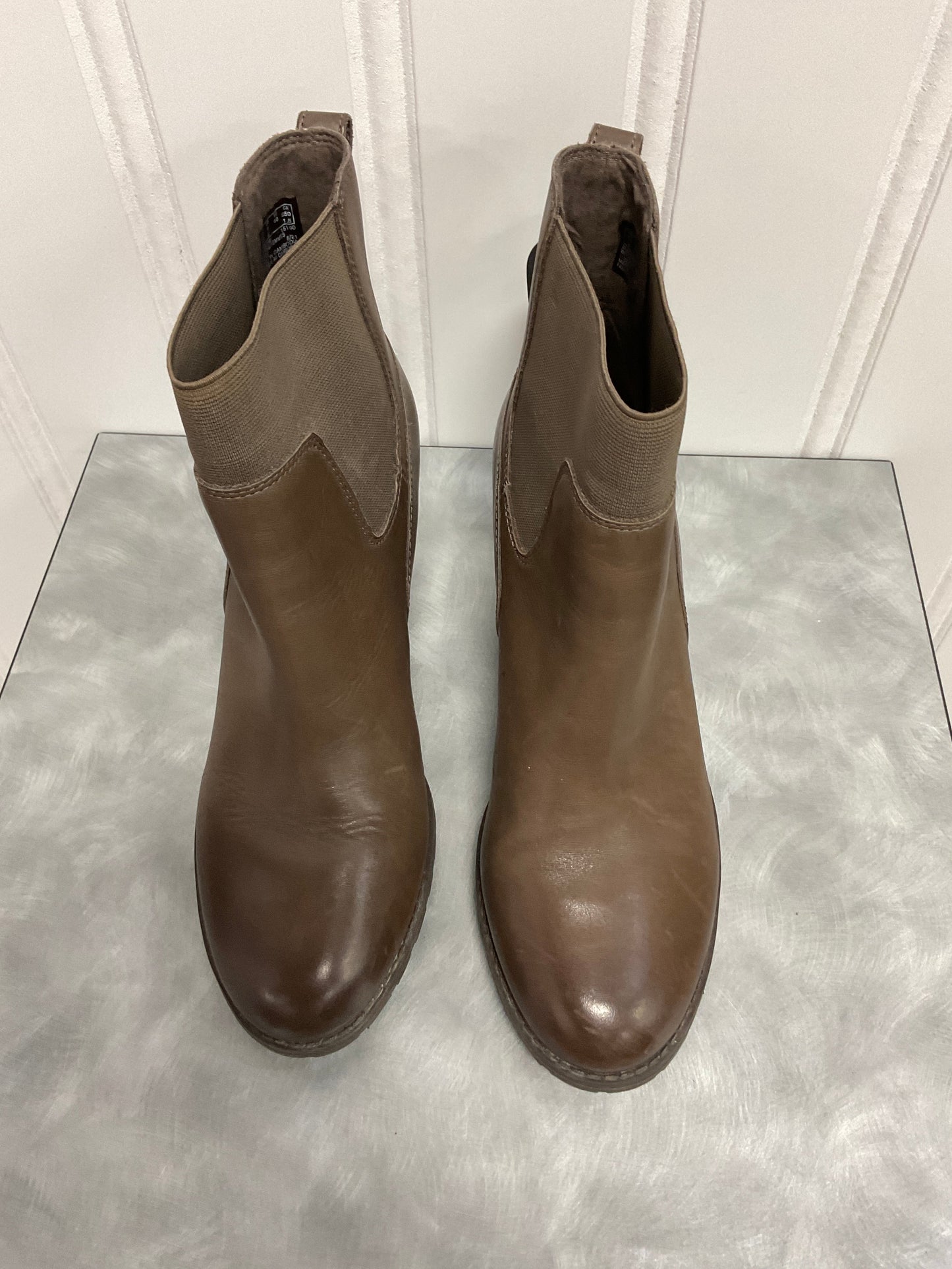 Boots Ankle Heels By Clarks In Brown, Size:9