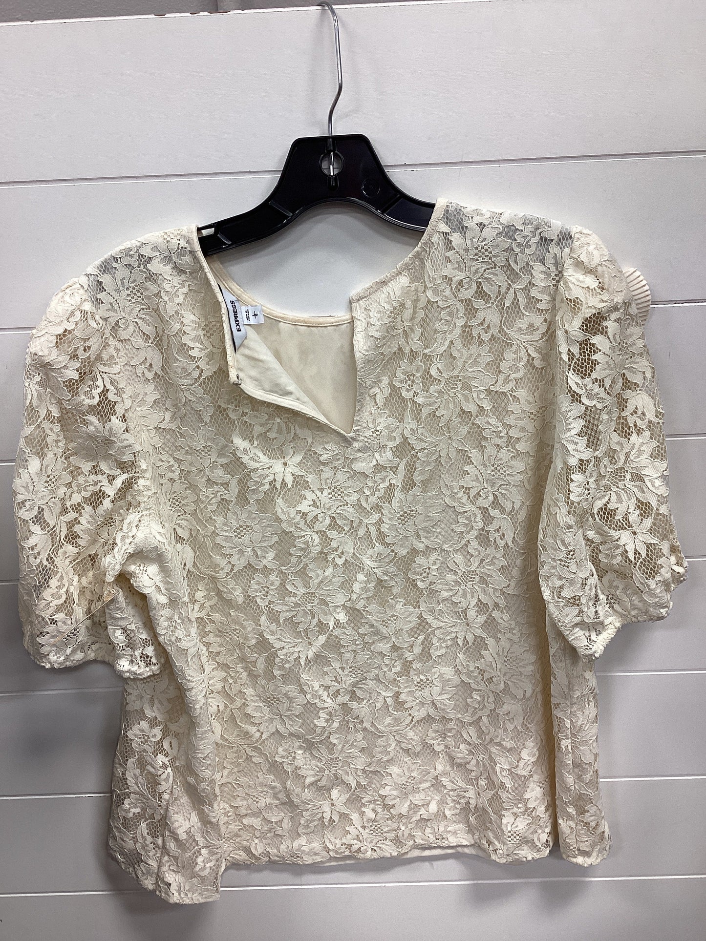 Blouse Ss By Express In Cream, Size:L