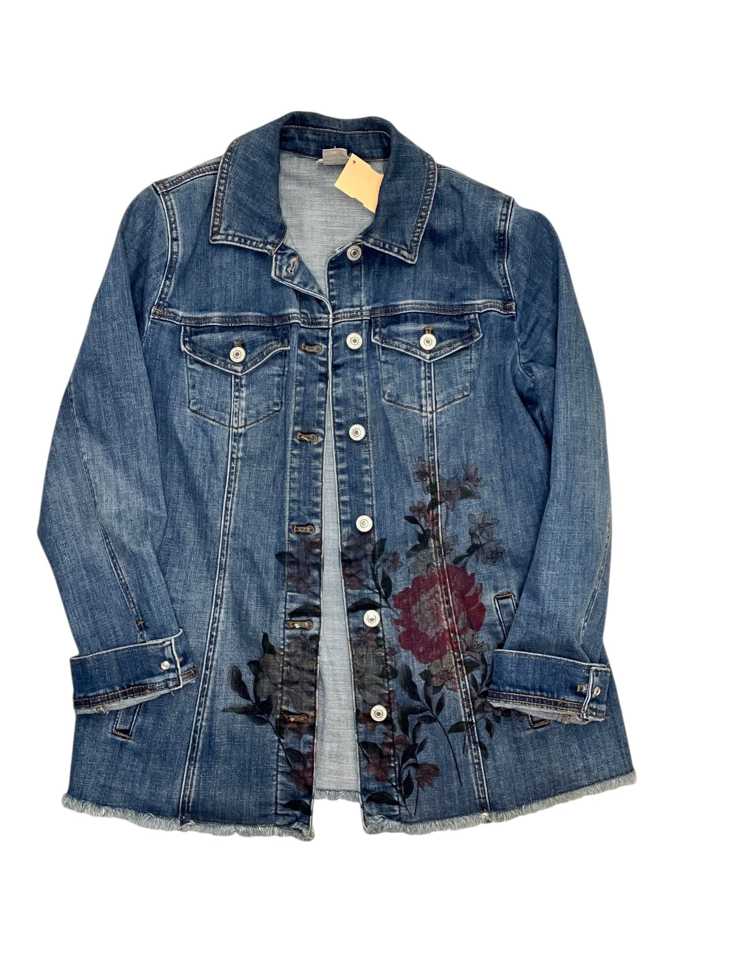 Jacket Denim By Chicos In Blue Denim, Size:S