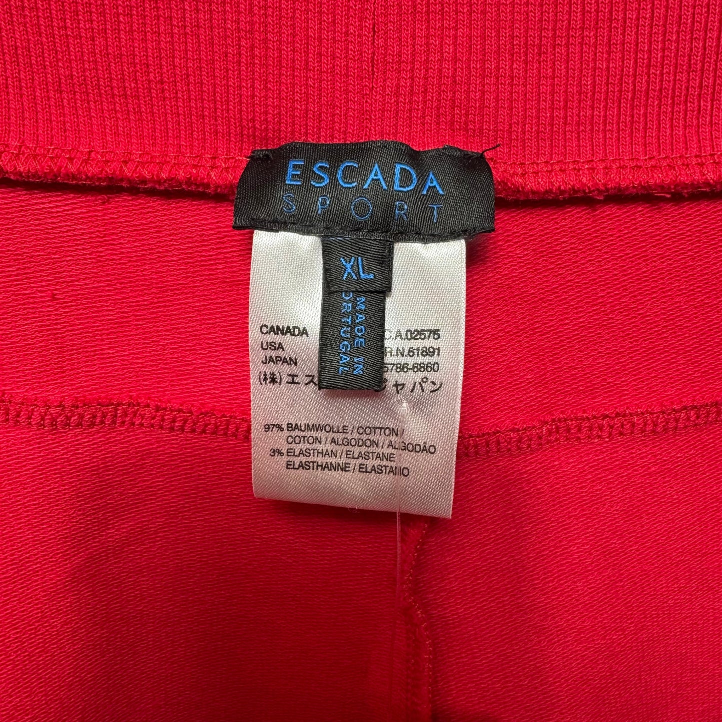 Baby Terry Sweat Pants Designer By Escada Sport In Red, Size: XL