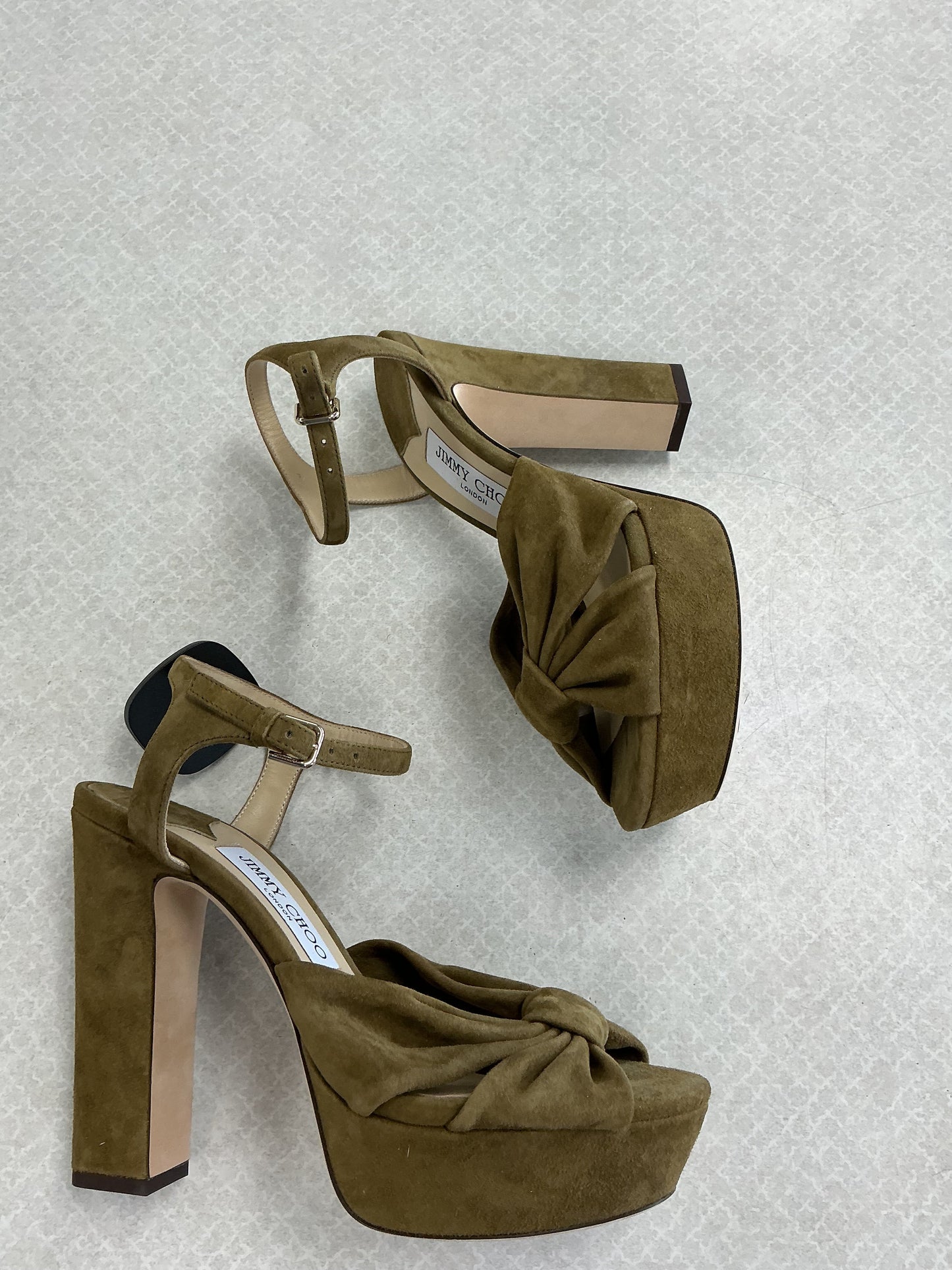 Sandals Luxury Designer By Jimmy Choo In Green, Size:7.5