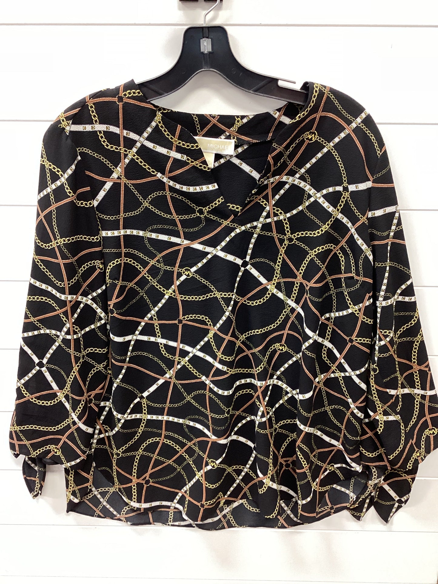 Blouse Ls By Michael By Michael Kors In Black, Size:L