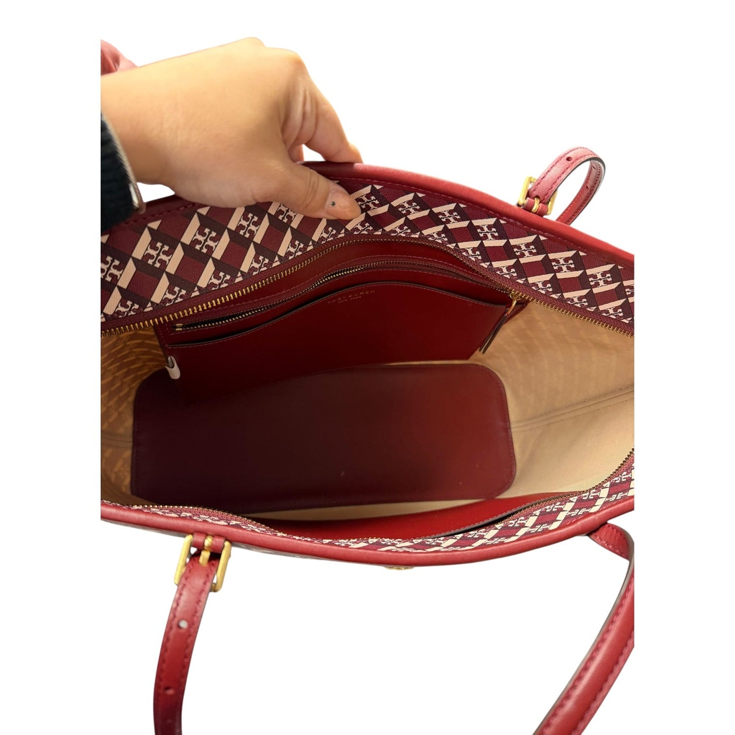 Handbag Designer By Tory Burch In Red, Size:Large