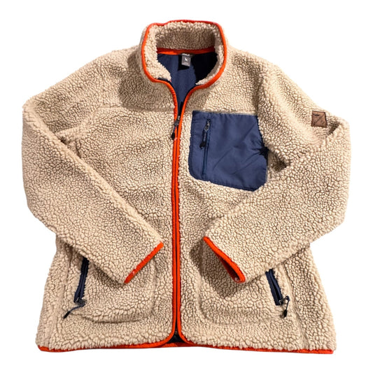 Jacket Fleece By Eddie Bauer In Blue & Tan, Size:L