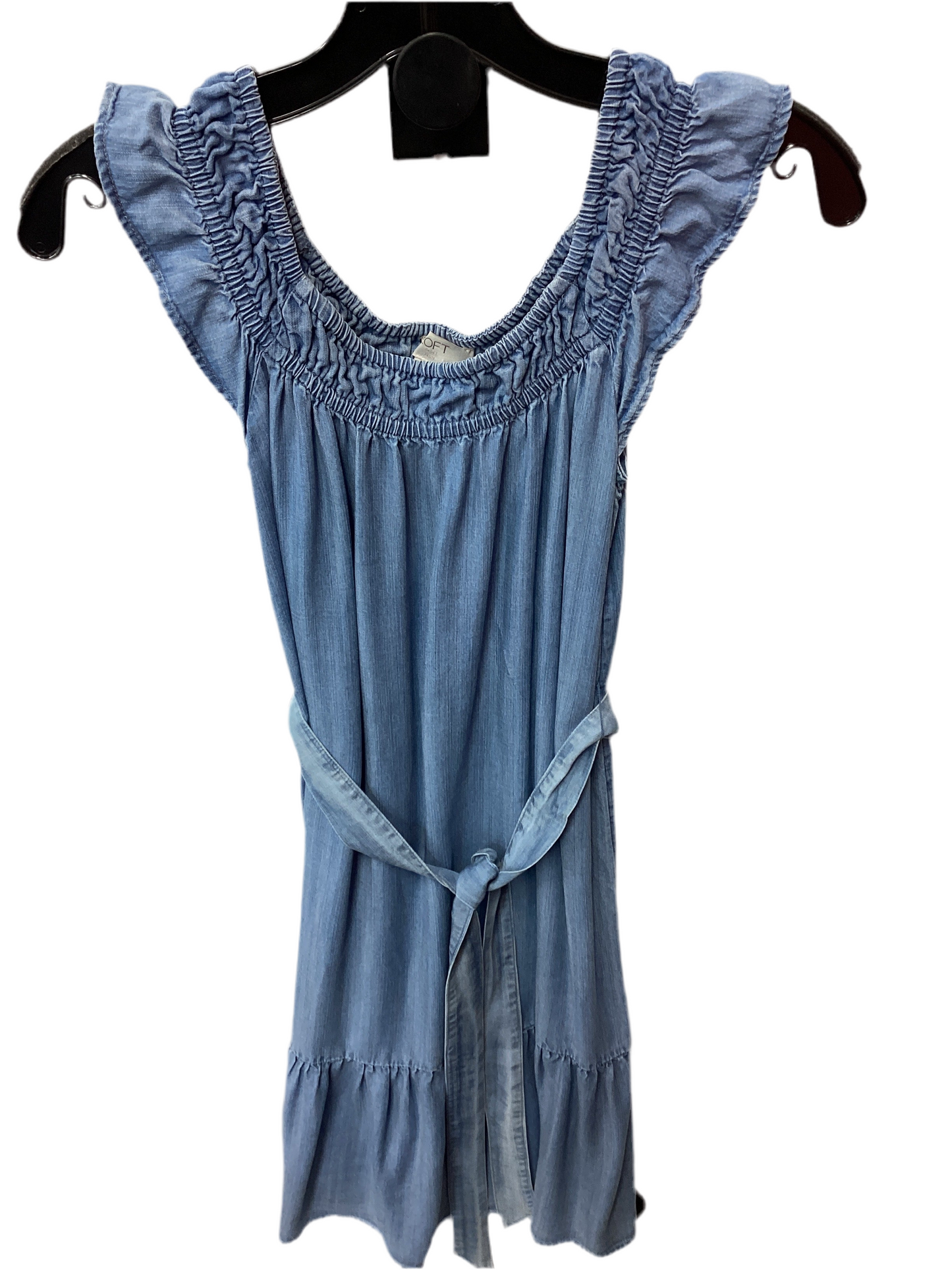 Dress Casual Midi By Loft In Blue Denim, Size:Xxsp