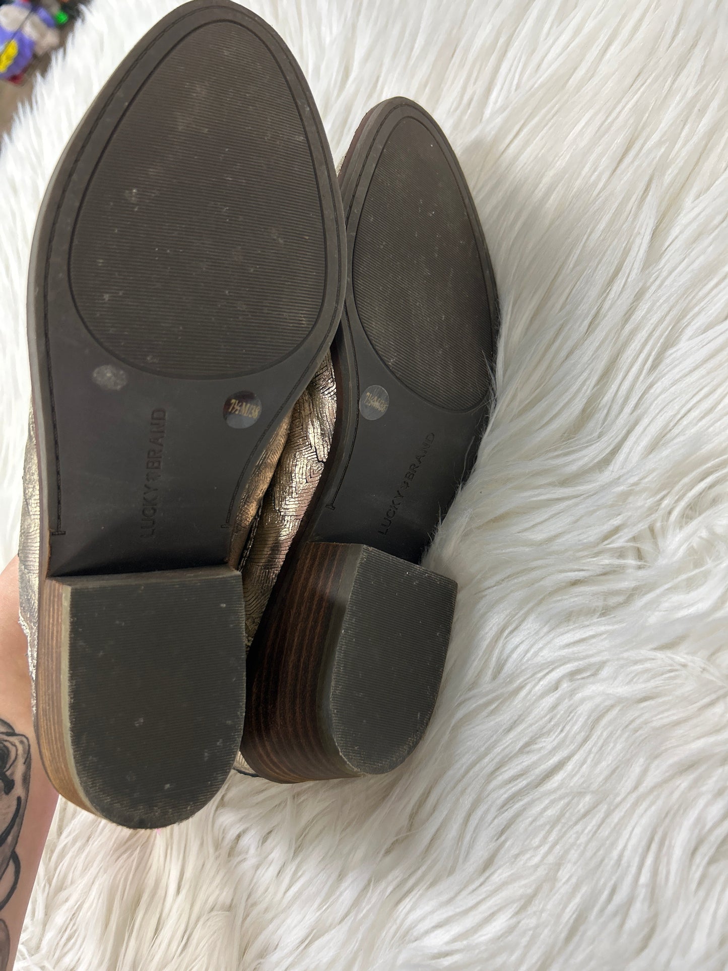 Boots Ankle Flats By Lucky Brand In Gold, Size:7.5